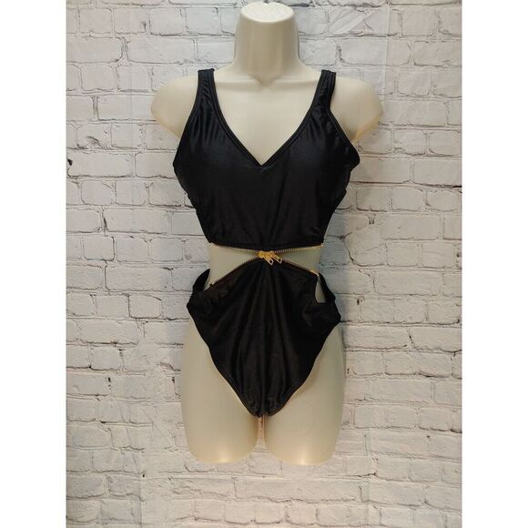 Fashion Nova Other - Fashion Nova Womens Size Large RUNS SMALL Size DEFECT Black 1 Piece Bathing Suit